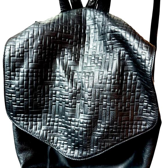Day & Mood Black 100% Leather Backpack Retro Preowned in Clean Condition main image 10